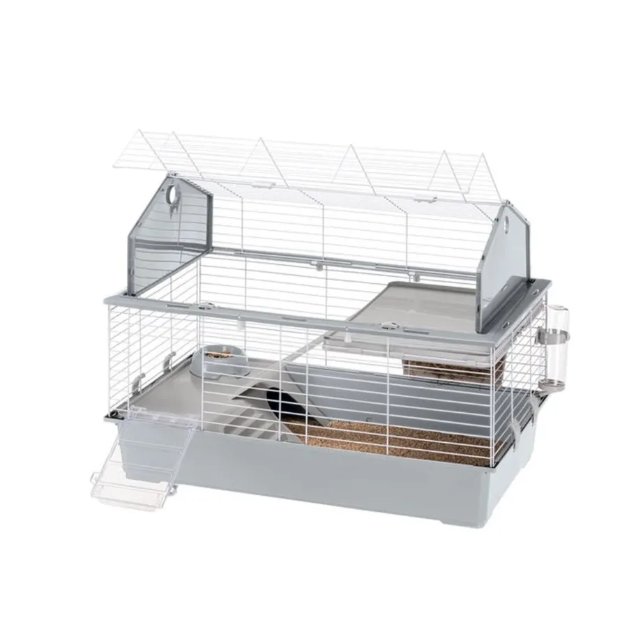 Ferplast Barn 100 96x57x73 cm hall puur jänesele ja meriseale, metallist ja plastikust, joogipudeli ja toidukausiga
