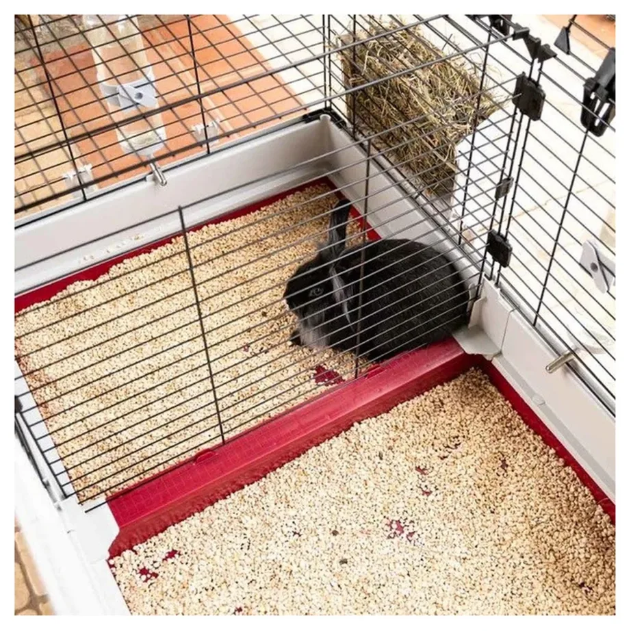 Ferplast Krolik 160 162x60x50 cm kokkupandav metallist ja plastikust küülikupuur tarvikutega, bordeaux/valge – 11