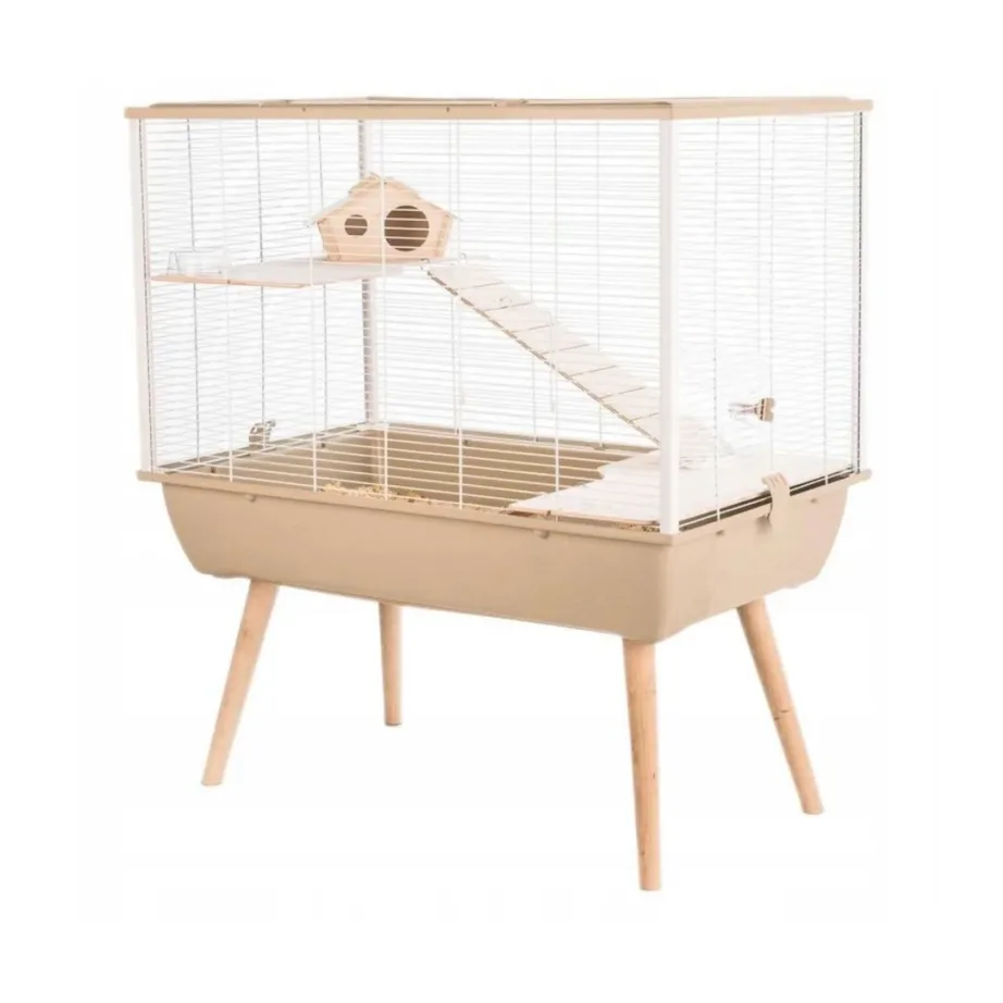 Zolux Neo Silta 78x48x58 cm helebeež puur närilistele puidust aksessuaaridega