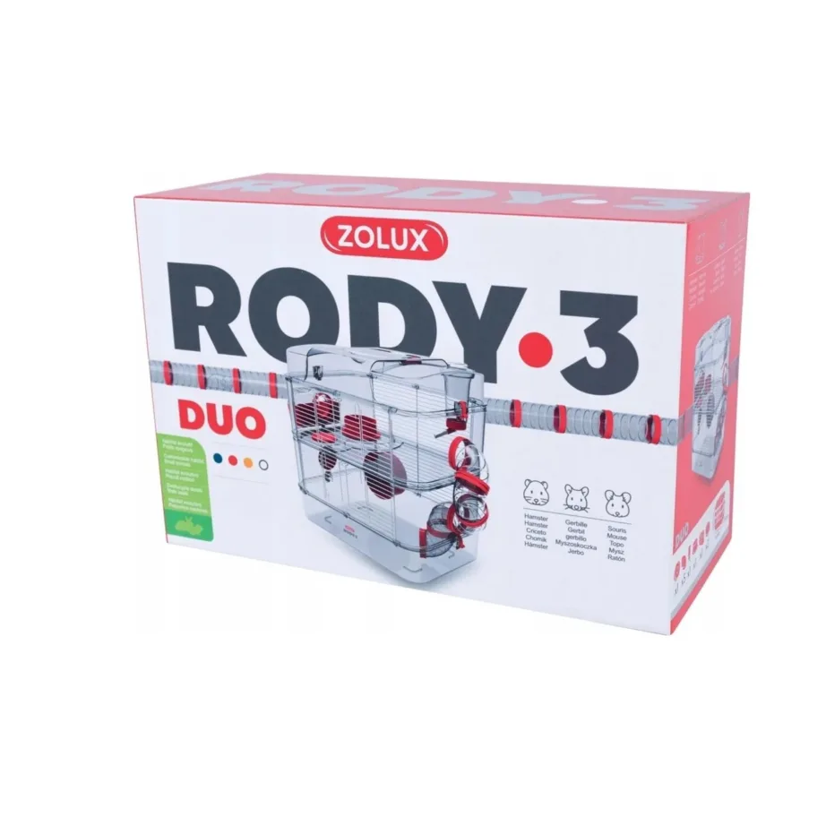 punane näriliste puur hamstritele Zolux Rody 3 Duo pakendis