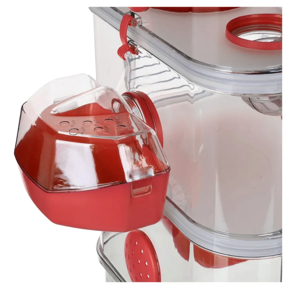 Zolux Rody3 Trio 41x27x53 cm punane/hall plastmetallist näriliste puur hiirtele ja hamstritele, kauss, joogipudel, jooksuratas – 2