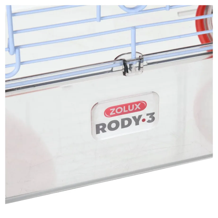 Zolux Rody3 Trio 41x27x53 cm punane/hall plastmetallist näriliste puur hiirtele ja hamstritele, kauss, joogipudel, jooksuratas – 5