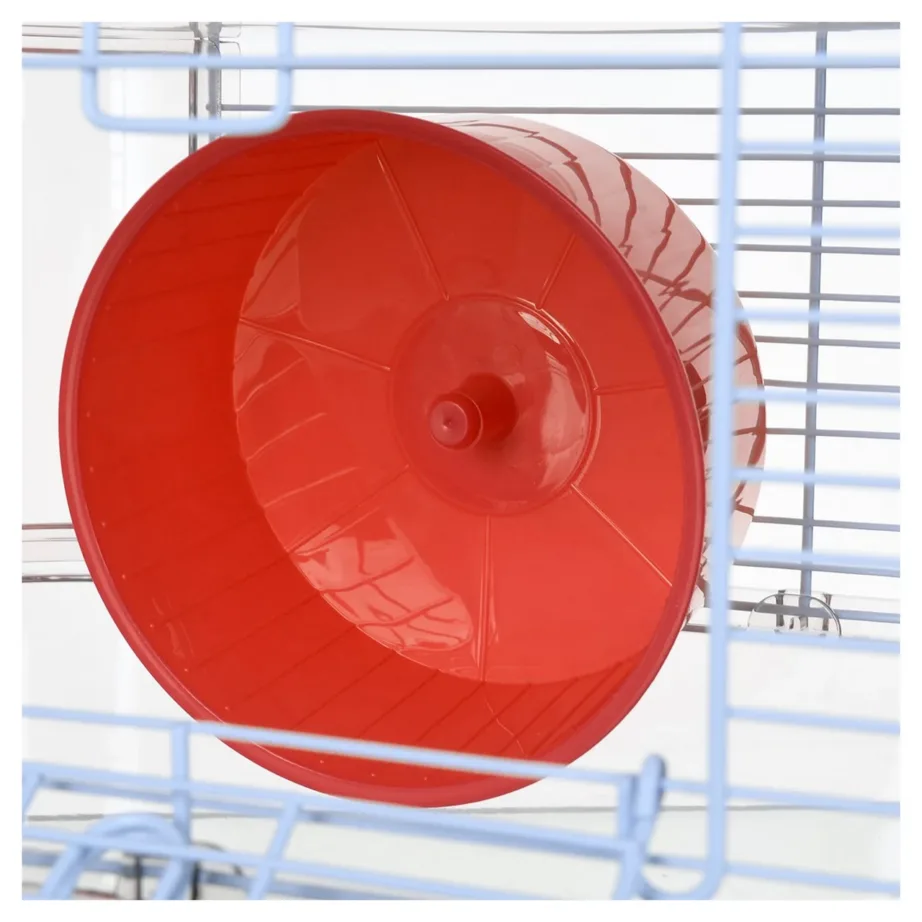 Zolux Rody3 Trio 41x27x53 cm punane/hall plastmetallist näriliste puur hiirtele ja hamstritele, kauss, joogipudel, jooksuratas – 6