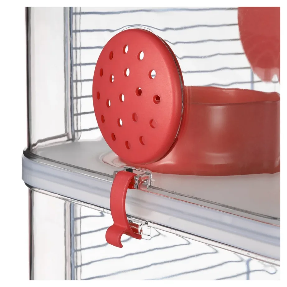 Zolux Rody3 Trio 41x27x53 cm punane/hall plastmetallist näriliste puur hiirtele ja hamstritele, kauss, joogipudel, jooksuratas – 13