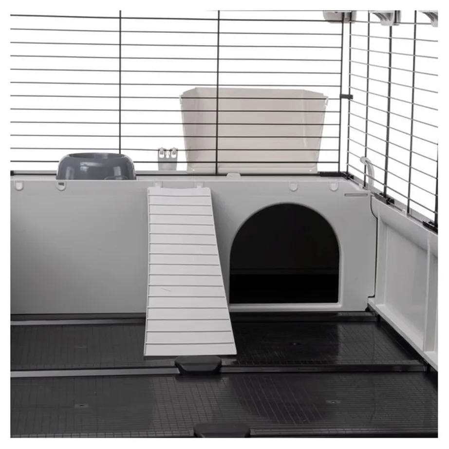 Ferplast Modular 4 179x72x56 cm hall/must näriliste puur küülikule ja meriseale, taaskasutatud plastikust ja metallist, tarvikutega – 8