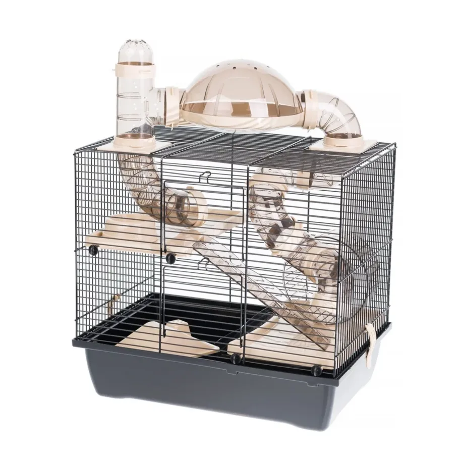 INTER-ZOO Rocky + Terrace 42x29x55 cm beež hamstripuur kahe tasandi ja tarvikutega