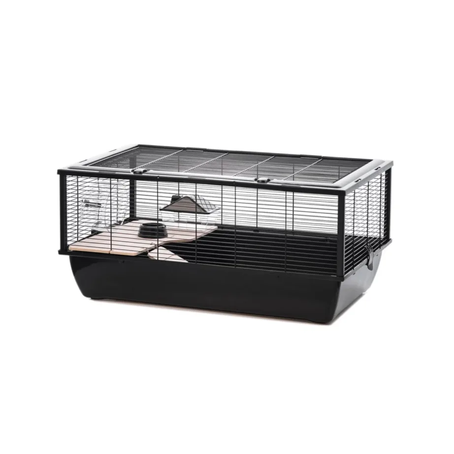 INTER-ZOO Bob+Wood G306ACTB 78x36x48 cm must näriliste puur puidust majaga hamsterile