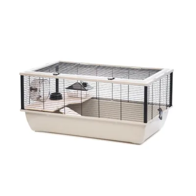 beež hamsteripuur puidust INTER-ZOO jooksuratta ja majaga