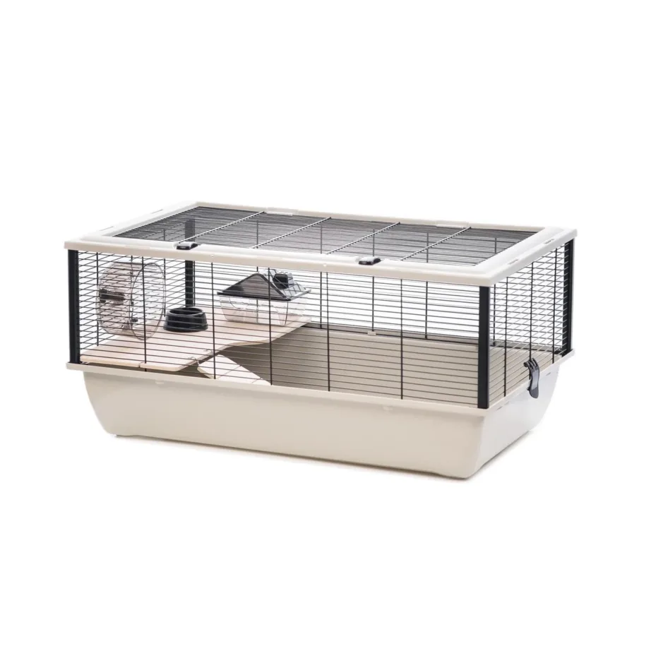 beež hamsteripuur puidust INTER-ZOO jooksuratta ja majaga