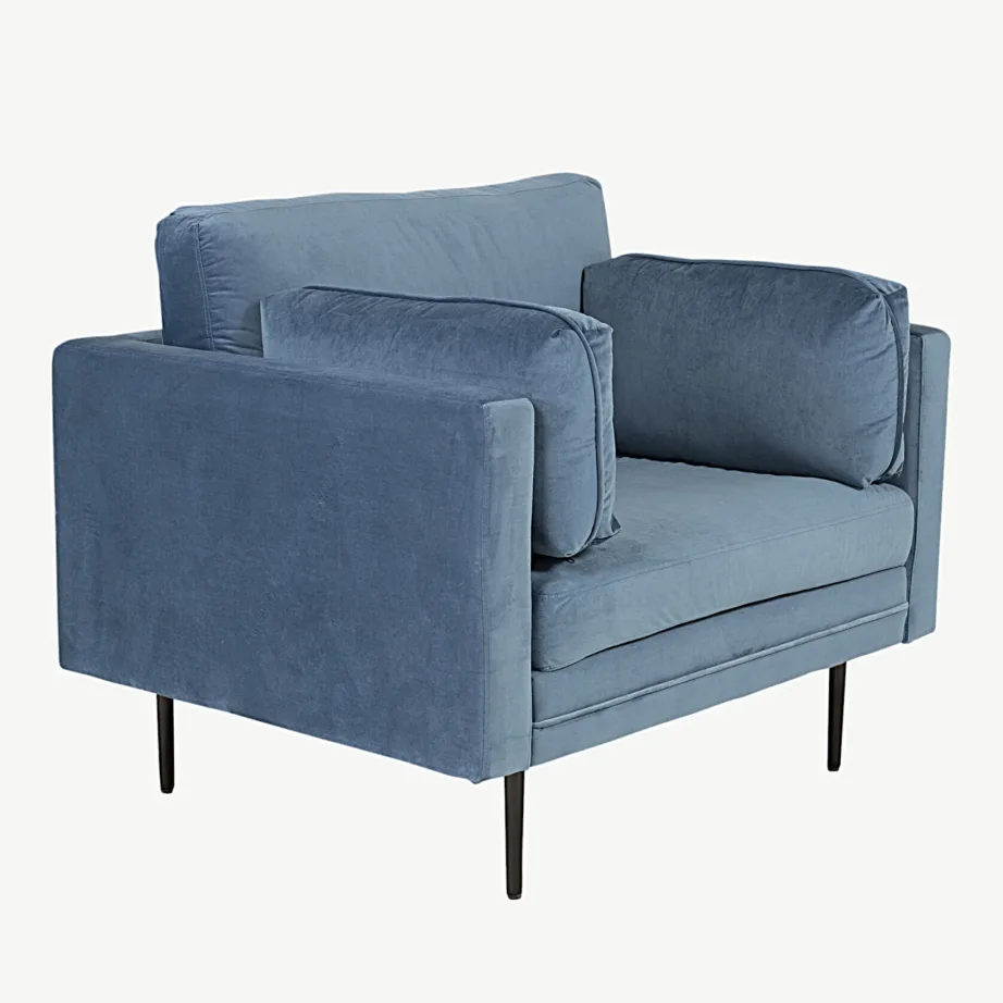 Sinine sametist tugitool Boom, kuldsete terasjalgadega, GR19270