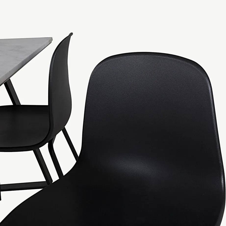 Estelle söögigrupi komplekt marmorist lauaplaadi ja mustade toolidega (140×90 cm), GR19991 – 3