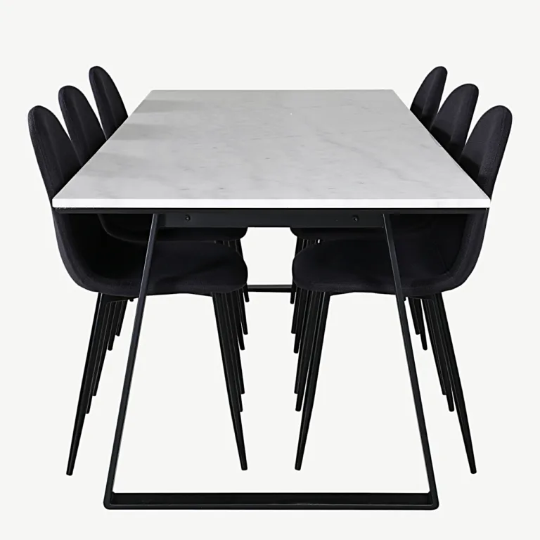 Marmorist söögilaud Estelle koos mustade Polar toolidega (6 tk) - GR20384
