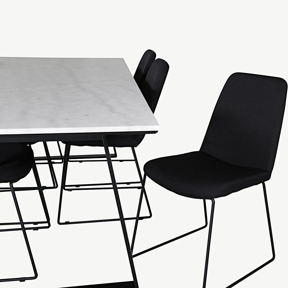 Söögilaud Estelle marmorlauaplaadiga ja mustade Muce toolidega (6 tooli komplektis), GR20388 – 3