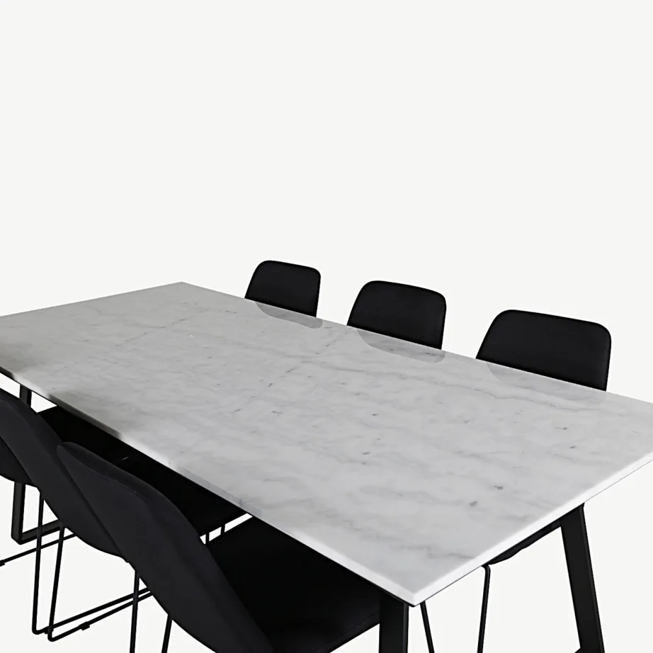 Söögilaud Estelle marmorlauaplaadiga ja mustade Muce toolidega (6 tooli komplektis), GR20388 – 4