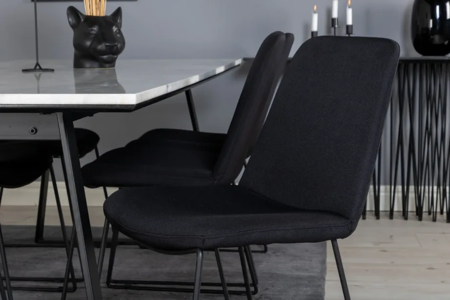 Söögilaud Estelle marmorlauaplaadiga ja mustade Muce toolidega (6 tooli komplektis), GR20388 – 7