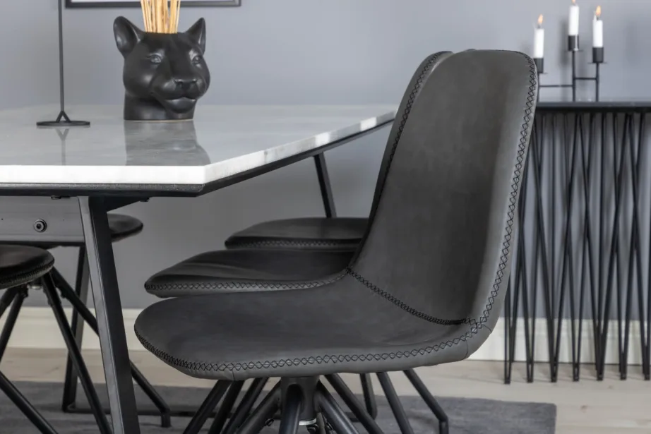 Estelle marmorlauaga söögilaud ja Polar mustad kunstnahast toolid, GR20389 – 7