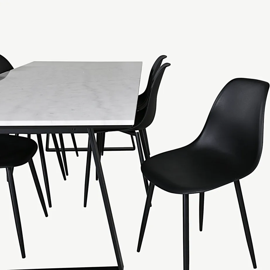 Ristkülikukujuline marmorist söögilaud Estelle Polar toolidega (6 tk, mustad), GR20392 – 3