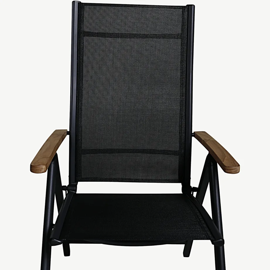 Pikendatav tiigipuust aiamööblikomplekt Panama (must alumiinium, kokkupandavad toolid), GR21748 – 3