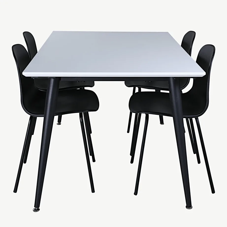Reguleeritav valge-must söögikomplekt Jimmy lauaga (HPL, rauast jalad) ja Arctic toolidega, GR22079 – 2