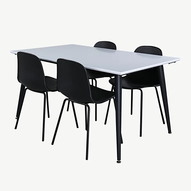 Reguleeritav valge-must söögikomplekt Jimmy lauaga (HPL, rauast jalad) ja Arctic toolidega - GR22079