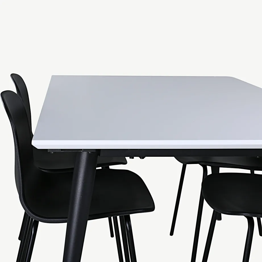 Reguleeritav valge-must söögikomplekt Jimmy lauaga (HPL, rauast jalad) ja Arctic toolidega, GR22079 – 4