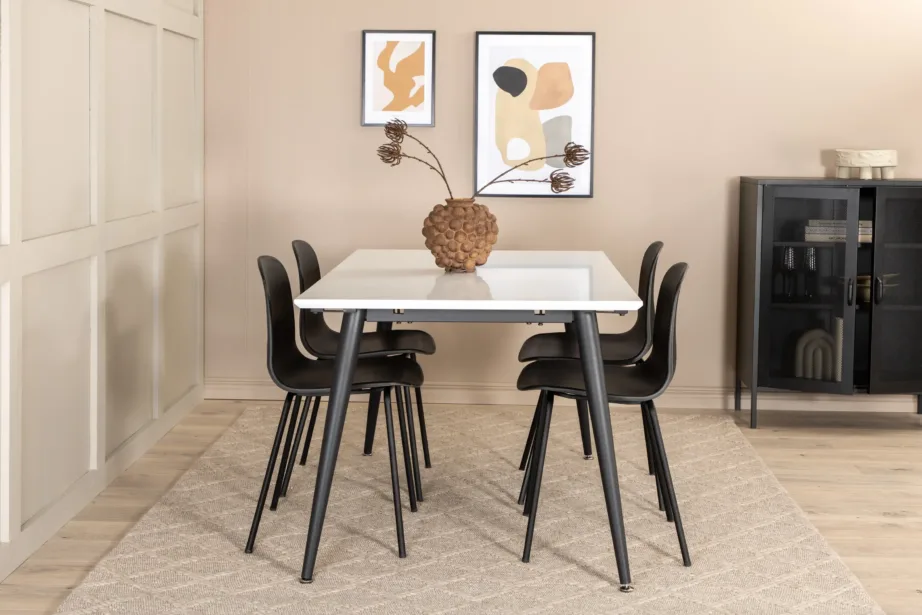 Reguleeritav valge-must söögikomplekt Jimmy lauaga (HPL, rauast jalad) ja Arctic toolidega, GR22079 – 6