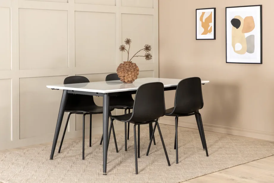 Reguleeritav valge-must söögikomplekt Jimmy lauaga (HPL, rauast jalad) ja Arctic toolidega, GR22079 – 7