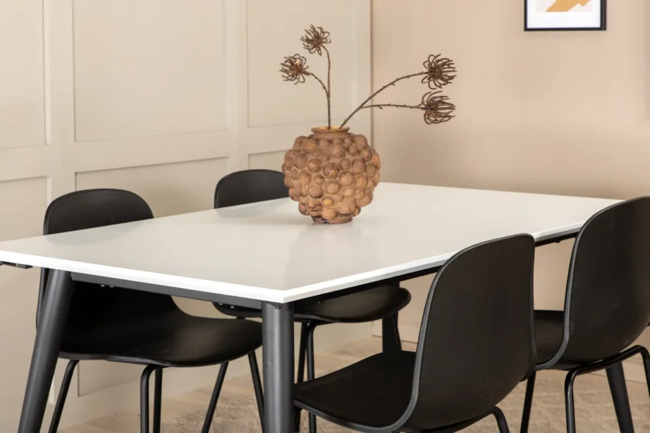 Reguleeritav valge-must söögikomplekt Jimmy lauaga (HPL, rauast jalad) ja Arctic toolidega, GR22079 – 8