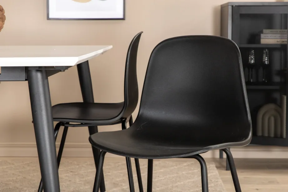 Reguleeritav valge-must söögikomplekt Jimmy lauaga (HPL, rauast jalad) ja Arctic toolidega, GR22079 – 9