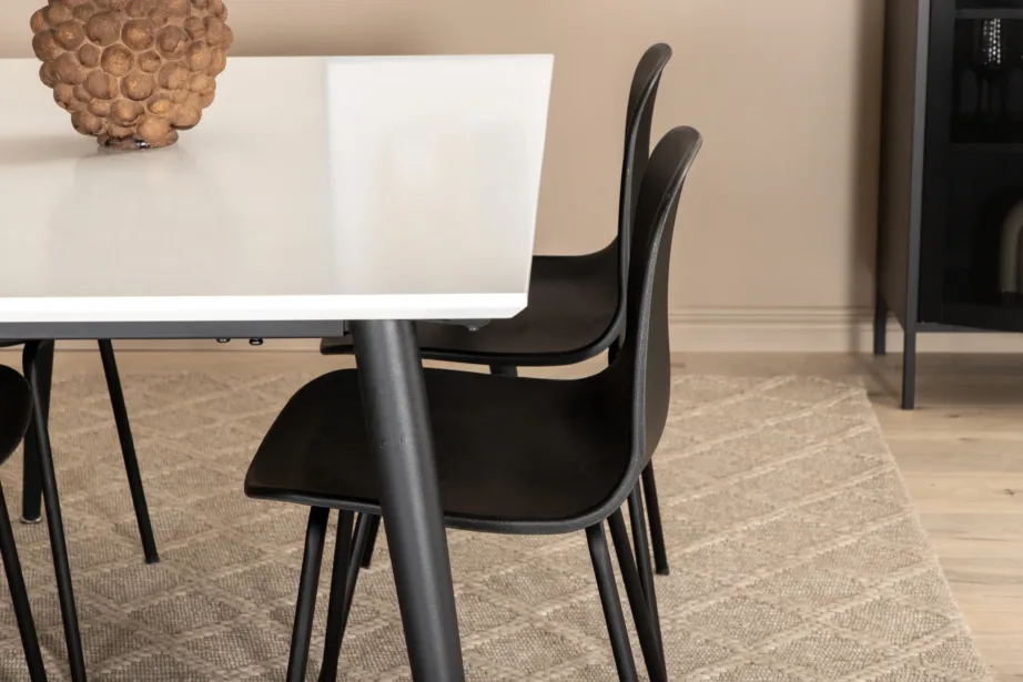 Reguleeritav valge-must söögikomplekt Jimmy lauaga (HPL, rauast jalad) ja Arctic toolidega, GR22079 – 10