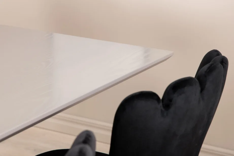 Piazza ristkülikukujuline söögilauakomplekt musta raamiga ja Limhamn velvetist toolid, GR22264 – 10