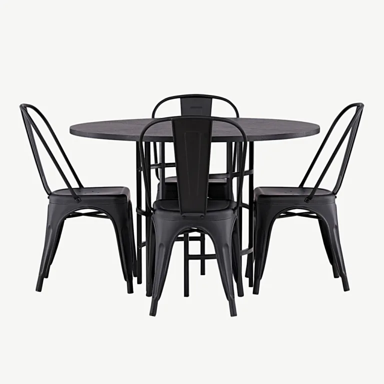 Ümmargune must söögilauakomplekt Copenhagen 115 cm ja Tempe terastoolid - GR23226
