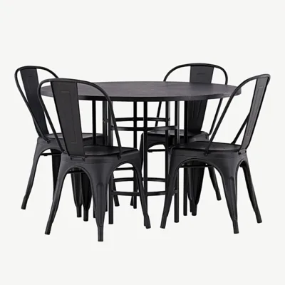 Ümmargune must söögilauakomplekt Copenhagen 115 cm ja Tempe terastoolid - GR23226
