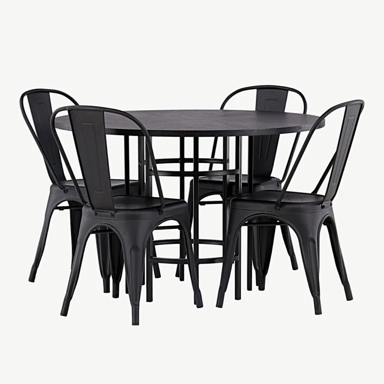 Ümmargune must söögilauakomplekt Copenhagen 115 cm ja Tempe terastoolid - GR23226