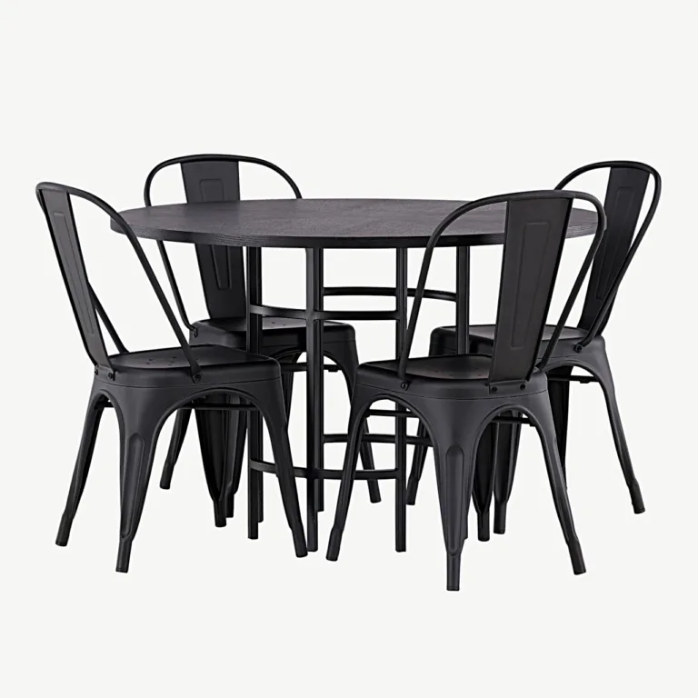 Ümmargune must söögilauakomplekt Copenhagen 115 cm ja Tempe terastoolid - GR23226
