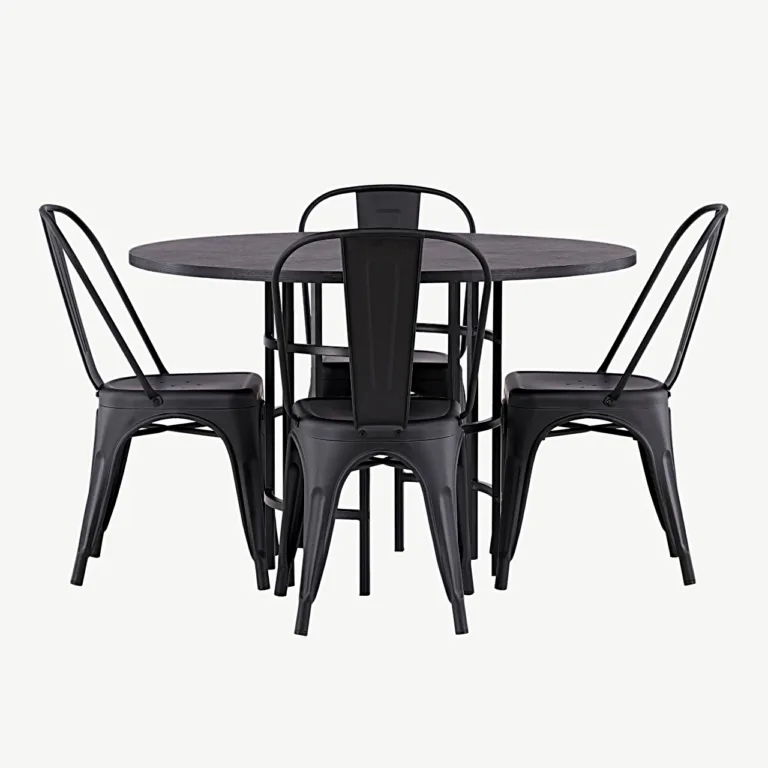 Ümmargune must söögilauakomplekt Copenhagen 115 cm ja Tempe terastoolid - GR23226