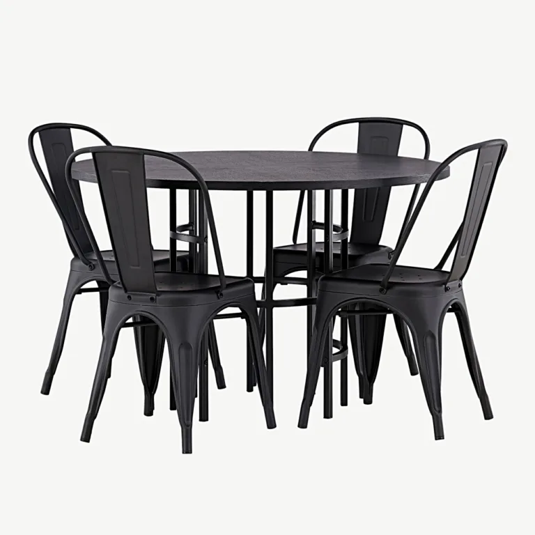 Ümmargune must söögilauakomplekt Copenhagen 115 cm ja Tempe terastoolid - GR23226