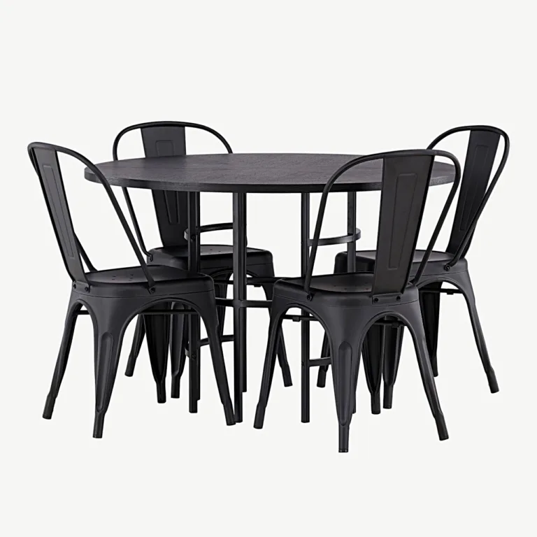 Ümmargune must söögilauakomplekt Copenhagen 115 cm ja Tempe terastoolid - GR23226