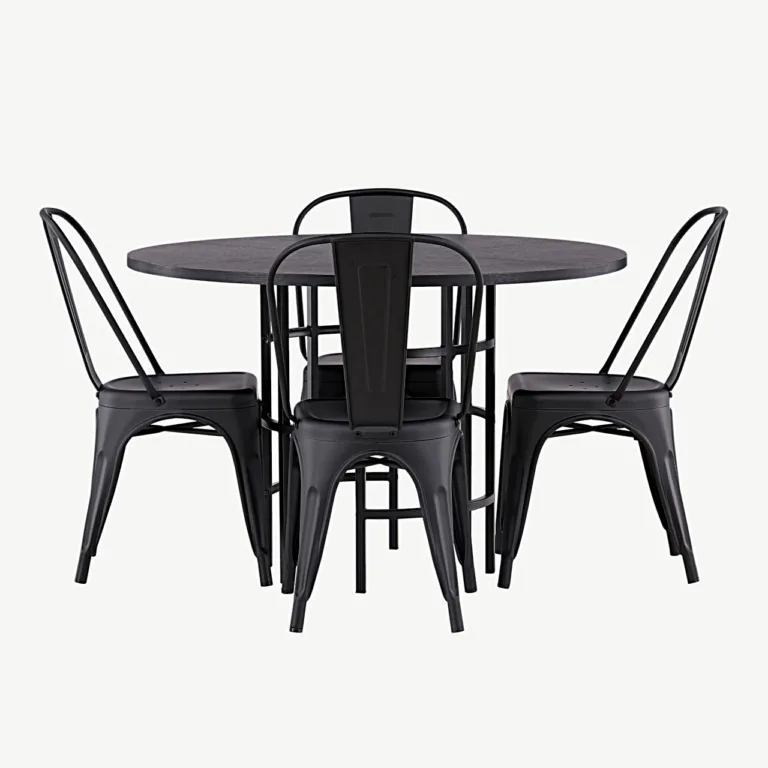Ümmargune must söögilauakomplekt Copenhagen 115 cm ja Tempe terastoolid - GR23226
