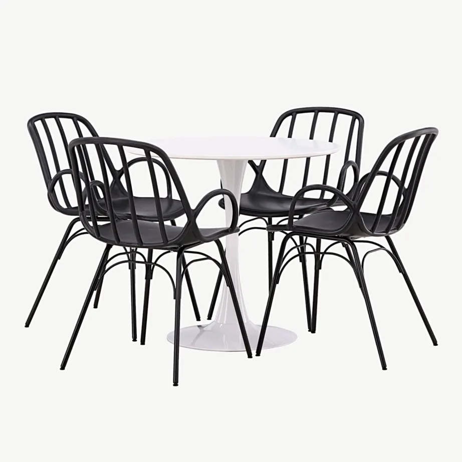 Valge ümmarguse Hamden söögilauakomplekt mustade Dyrön toolidega (4 tk), GR23445 – 5