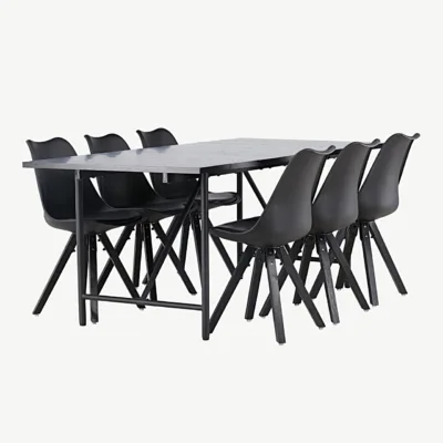 Must söögilauakomplekt Astrid Zeno toolidega, MDF, 200 × 90 cm - GR23518