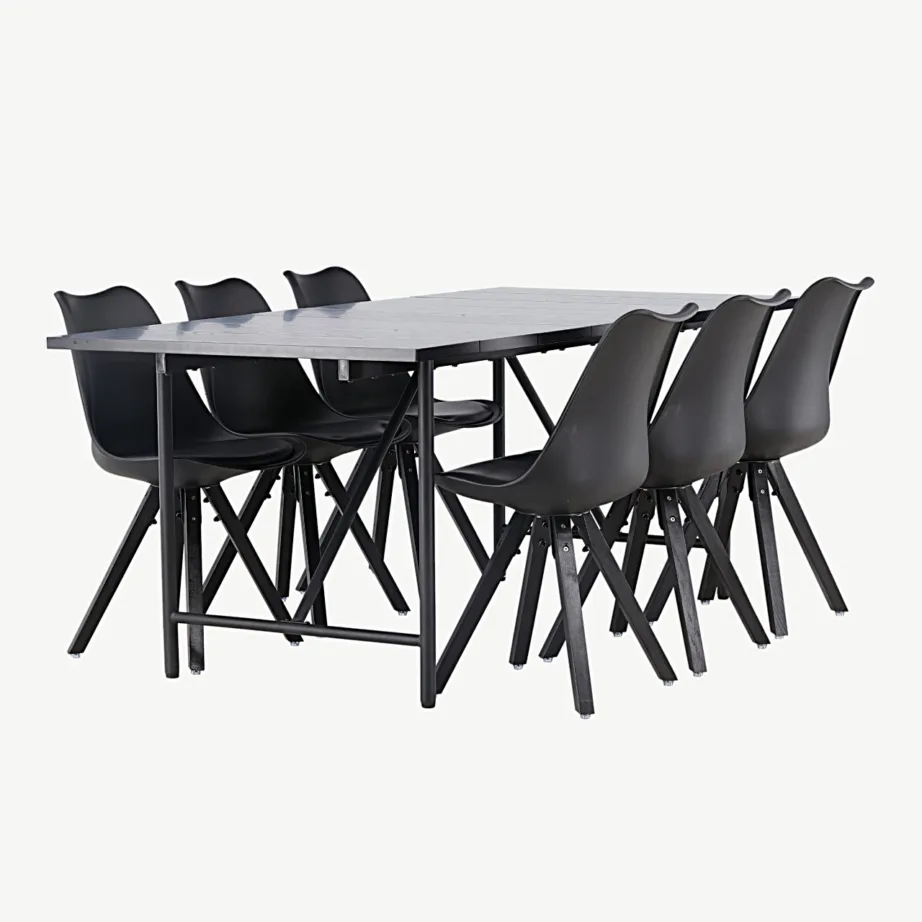 Must söögilauakomplekt Astrid Zeno toolidega, MDF, 200 × 90 cm, GR23518