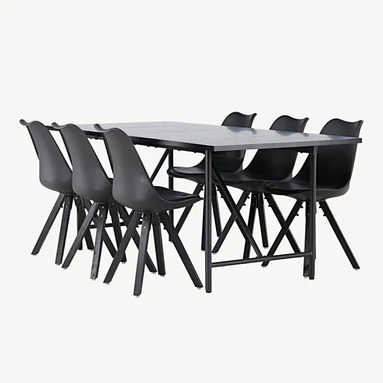 Must söögilauakomplekt Astrid Zeno toolidega, MDF, 200 × 90 cm - GR23518