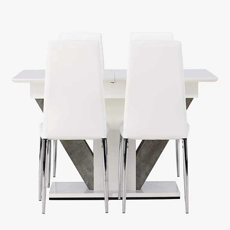 Pikendatav söögikomplekt DISA lauaga ja valgete Pastill toolidega (MDF, 120/160 × 80 cm) - GR23586