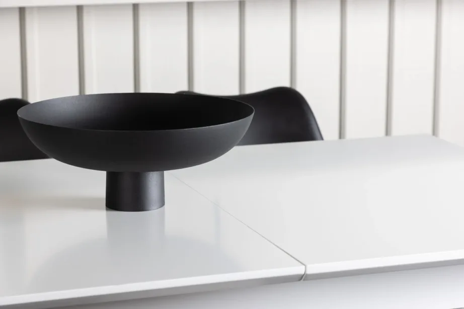 Laiendatav valge söögilauakomplekt mustade Zeno toolidega Disa, GR23592 – 7