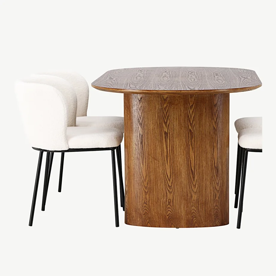 Ovaalne MDF-söögilaud Isolde valgete buklee Edina toolidega, GR23647 – 3