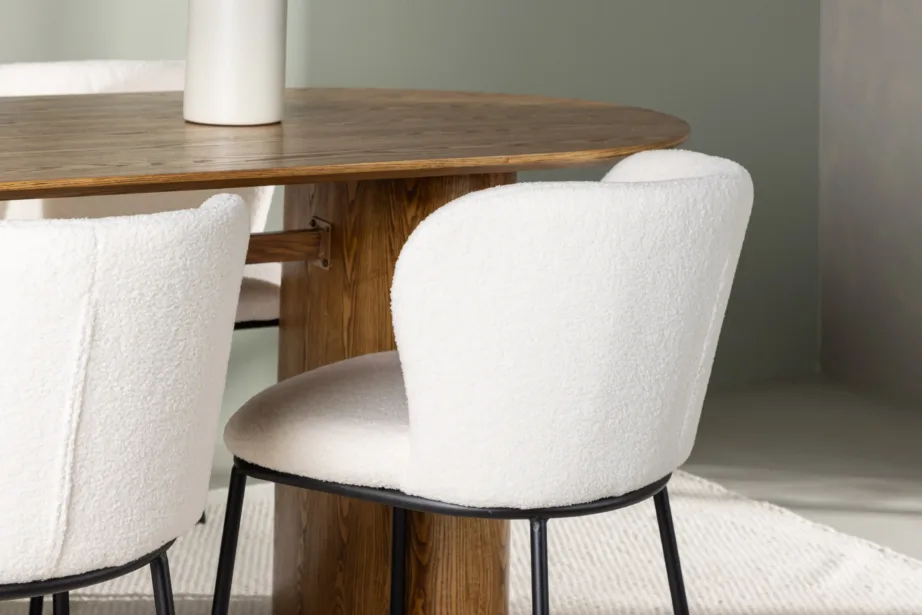 Ovaalne MDF-söögilaud Isolde valgete buklee Edina toolidega, GR23647 – 6