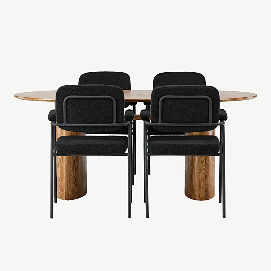 Ovaalne söögilauakomplekt Isolde mustade Yesterday toolidega (MDF, buklee kangas), GR23649 – 2