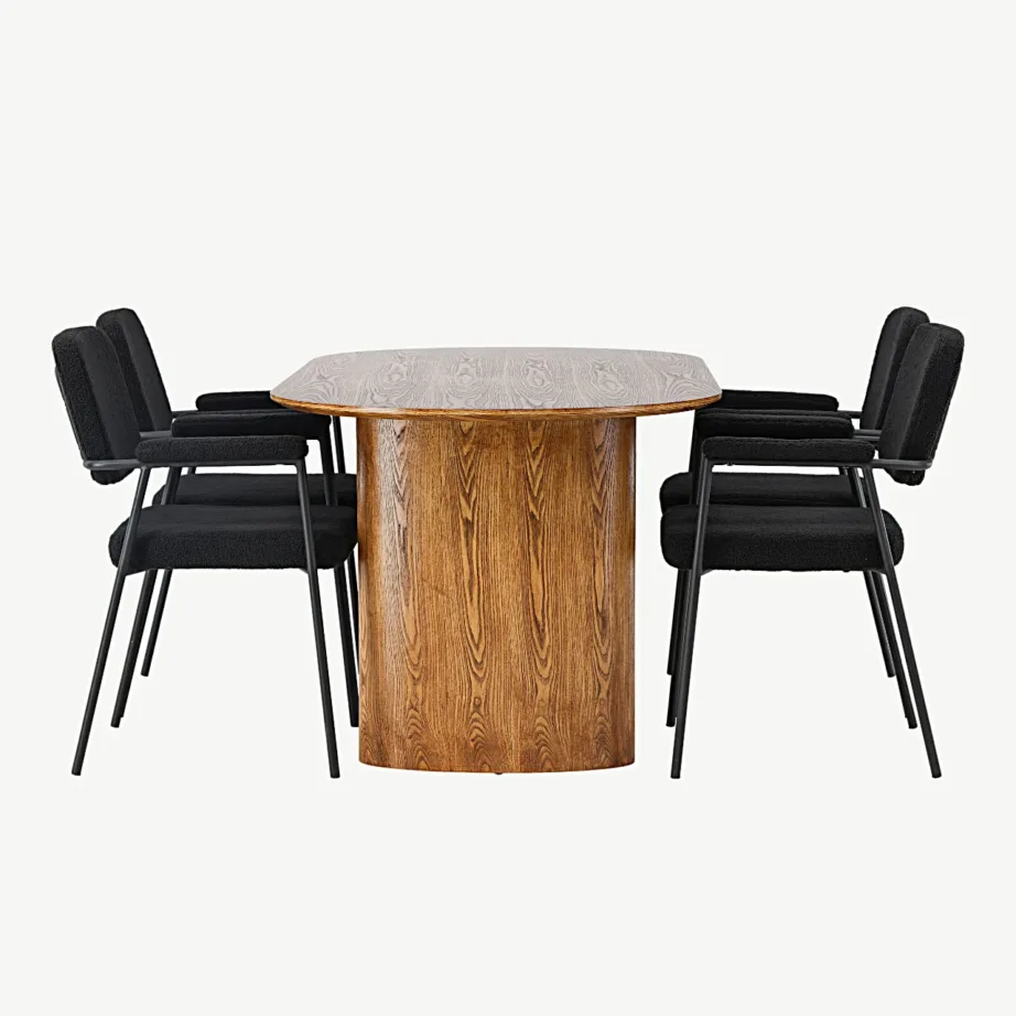 Ovaalne söögilauakomplekt Isolde mustade Yesterday toolidega (MDF, buklee kangas), GR23649 – 3