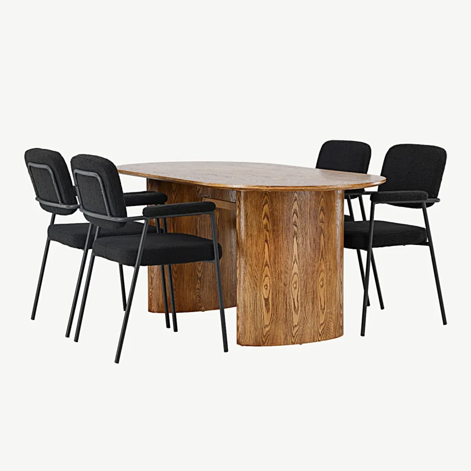 Ovaalne söögilauakomplekt Isolde mustade Yesterday toolidega (MDF, buklee kangas), GR23649 – 4